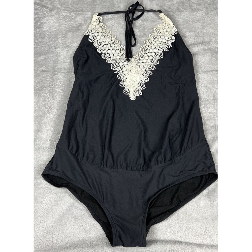 Sea Angel One-Piece Swimsuit Women Size Medium Lace V-Neck Halter Fancy Elegant